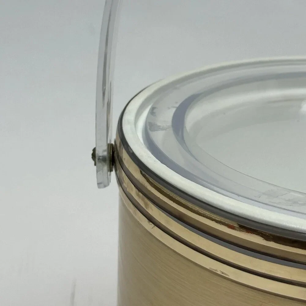 Vintage 1960 Georges Briard Satellite Gold Ice Bucket w/ Lid & Tongs ✨🍸